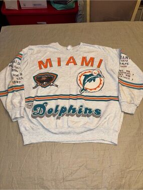 RARE Vintage 1990 Miami Dolphins Long Gone XL Sweatshirt Collectible NFL USA